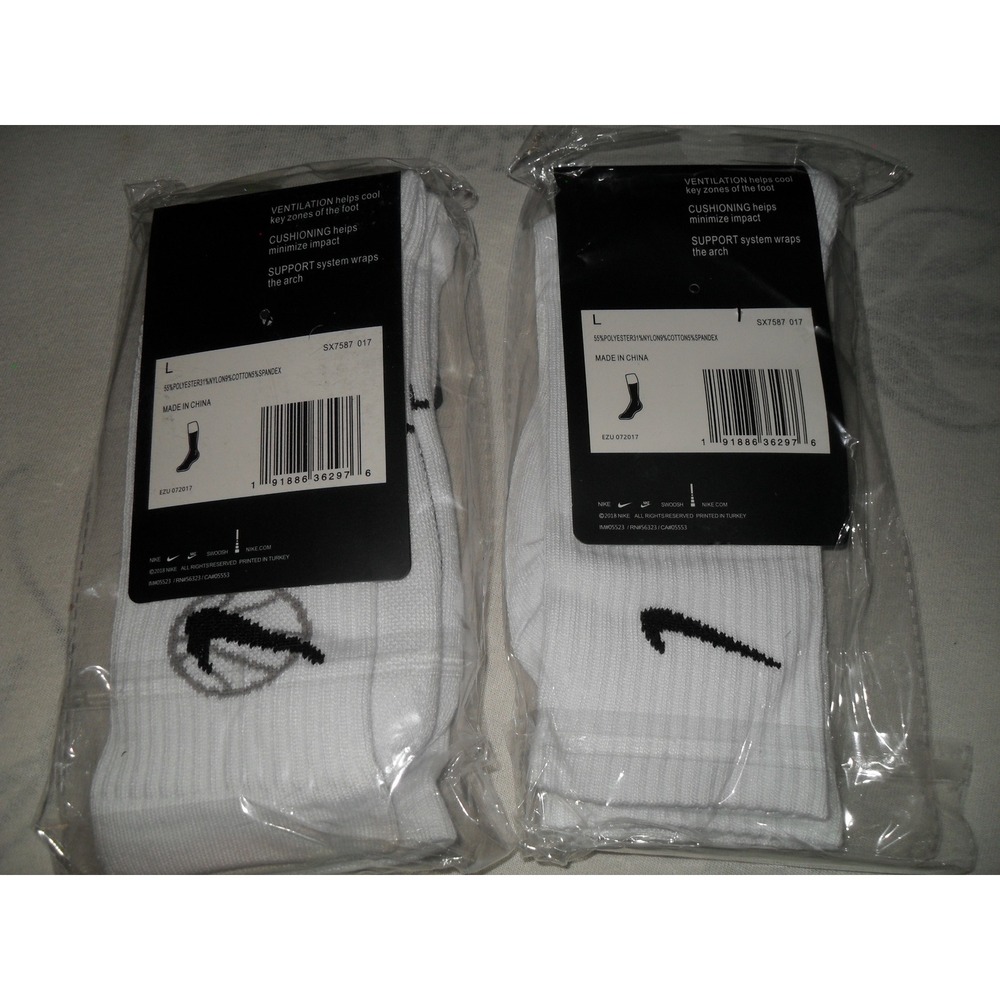 Nike Elite Crew Basketball Socks Forefootlock NBA On-Court White L 42 SX7587-017 - Picture 2 of 4